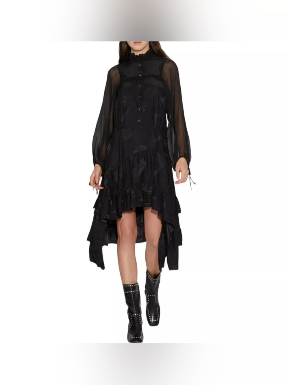 COACH Runway Silk Midi Dress Palm Tree Jacquard US 0 Red Carpet $795